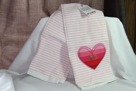 Kitchen Towel (New) Xo Towel - Embelished Kitchen Towel W/ Heart &amp; Stripes - £6.63 GBP