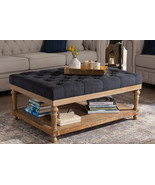 Franklin Charcoal Linen Fabric Upholstered and Greywashed Wood Cocktail ... - $9,172.93 MXN