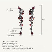 Natural Red Garnet Gemstone Earrings 925 Sterling Sliver Vintage Punk Gothic Dro - £54.82 GBP