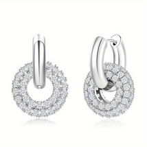 925 Sterling Silver Zirconia Circle Huggie Earrings Gift - £42.86 GBP