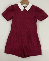 Janie and Jack Girl&#39;s 6 Major Style Eyelet Collared Romper Dainty Berry F21 - £17.93 GBP