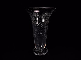 Antique Cut Glass Vase Tall  Fluted Edge Hand Blown Victorian Era Intricate Cuts - £27.56 GBP