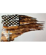 Tattered &amp; Torn American Flag - Metal Wall Art - 31&quot; x 17 1/2&quot;   w/Silve... - £127.70 GBP