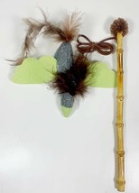 Feather Teaser Cat Toy - Green/Gray Pet Toy - Size 4&quot; x 1&quot; x 1&quot; - $8.90
