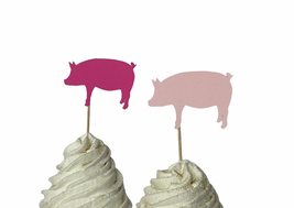 Pig Cupcake Toppers, Piggy Theme, Pig Party Pig Decor, Farm Cupcake Topp... - $7.79