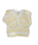 Vintage FaBE SOFT Yellow/White Cardigan Popcorn Knit 3/4 Sleeve S 90&#39;s Y2k - $26.12 CAD