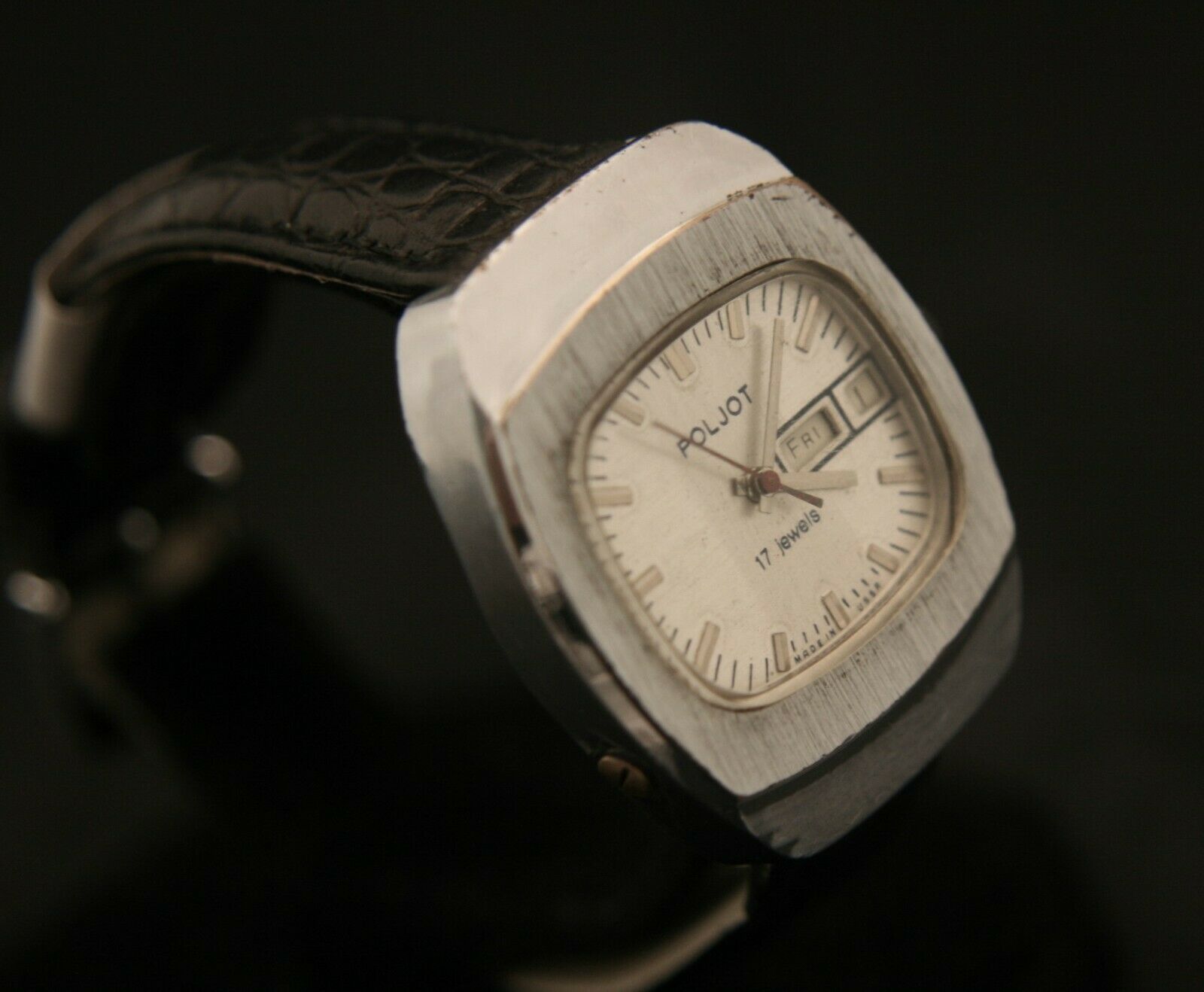 Handsome vintage 1980's men's Soviet Poljot dial TV17 jewel wristwatch SERVICED - $74.25