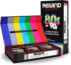 Rewind Back to The 80&#39;s and 90&#39;s Movie and TV Trivia Nostalgic Pop Culture Card  - £42.72 GBP