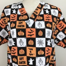 Comfy Cotton Scrub Halloween Trick Or Treat Spider Web Skeleton Pumpkins... - $279.41 MXN