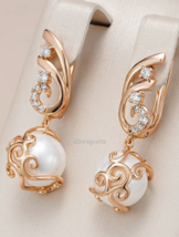 Hot Pearl Long Drop Earrings For Women 925 Sterling Silver Dangling Earring Gift - £75.39 GBP