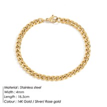 SUNIBI Stainless Steel Bracelets for Women Men 4MM/6MM/8MM Charms Cuban Chain Br - £8.20 GBP