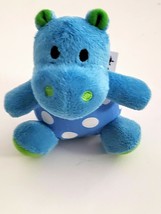 Sassy Blue Hippo Plush Rattle 4.5&quot; Polka Dots Stuffed Animal - £15.50 GBP