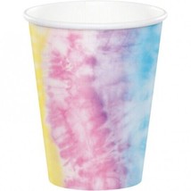 Tie Dye Party 9 oz Hot/Cold Paper Cups 8 Pack Tableware Decorations Supplies - £8.78 GBP
