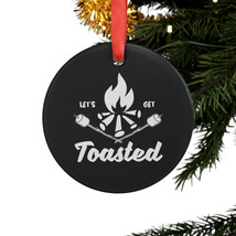 Custom acrylic ornament lets get toasted marshmallow campfire glossy finish with ribbon thumb200