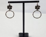 Sherry Tinsman Sterling Silver Dogwood Flower Hoop earrings 2&quot; dangle le... - £39.89 GBP