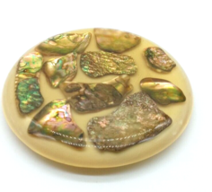 Vtg Lucite Abalone Seashell Trivet Hot Plate 6.625 In Round Handmade Oce... - £17.12 GBP