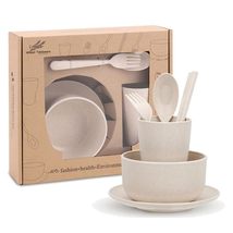 Generic Healthy Wheat Straw Kitchen Dinnerware Bowl Sets Unbreakable Dinner Plat - £8.55 GBP