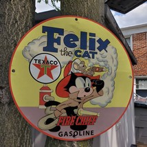 Vintage Texaco Fire Chief Gasoline &#39;&#39;Felix The Cat&#39;&#39; Porcelain Gas &amp; Oil Sign - £98.29 GBP