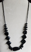 Black Agate / Thai Black Spinel Necklace 20 Inches in Sterling Silver 185.00 ctw - £15.40 GBP