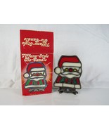 Vintage Tiffany Style Candle Holder Christmas Santa Stained Glass Cast Iron - $195.63 MXN