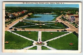 Postcard Asbury Park Birds Eye View Sunset Lake New Jersey Beach Town 1935 Cars - £5.16 GBP