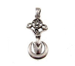 Solid 925 Sterling Silver Pagan Spiral Goddess of the Spirits Pentacle Pendant - £17.74 GBP