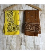 Bandana Handkerchief Bright washfast color 21” &amp; Brown Paisley 21” USA V... - $278.11 MXN