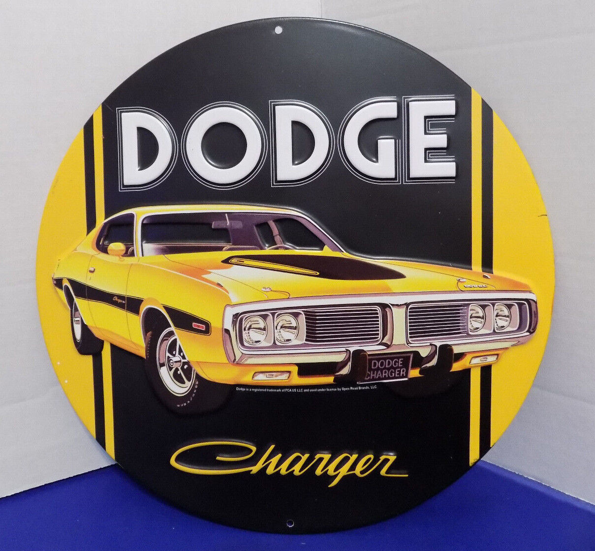 NEW Vintage Style 1974 Yellow Dodge Charger Muscle Car Metal Sign - £17.98 GBP