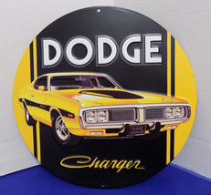 NEW Vintage Style 1974 Yellow Dodge Charger Muscle Car Metal Sign - $23.02