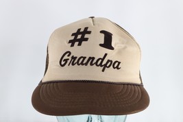 Vintage 90s Streetwear Distressed #1 Grandpa Spell Out Roped Trucker Hat Brown - £19.31 GBP