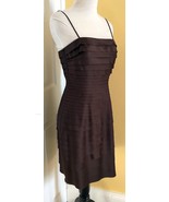 JS COLLECTIONS Satiny Brown Layered Bodycon Spaghetti Strap Stretch Dres... - $19.50