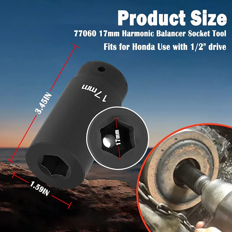 17mm Harmonic Balancer Socket Tool for Honda Engines - Heavy Duty Impact Socke - $50.68