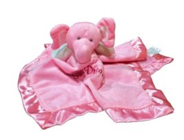 PM Baby Pink Elephant Lovey Security Blanket Soother Satin Seersucker 21 Inch - £10.57 GBP