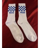 1 PAIR OF VANS OFF THE WALL CREW WHITE SOCKS BLUE CHECKERED W/RED VANS LOGO - $403.98 MXN