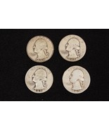 4 US Quarters Coins1942-43 90 Percent Silver Readable Dates Philadelphia #4 - $30.84