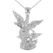 925 Sterling Silver Saint St Michael The Archangel Pendant Necklace 1.35&quot; L - £43.03 GBP+