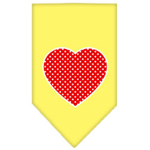 Red Swiss Dot Heart Screen Print Bandana Yellow Small - £9.11 GBP