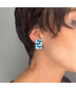 Enamel Sterling 1940s 1950s Clip On Geometric Earrings! WOW! OFFeR! - $627.46 CAD