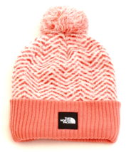 The North Face Chevron Dusty Pink Knit Cuff Pom Beanie Youth Girl&#39;s 7-16... - $39.59