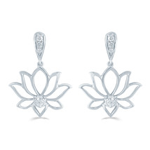 1/5CTTW Diamond Lotus Fashion Drop Earrings in Sterling Silver by Fifth and Fine - £39.95 GBP