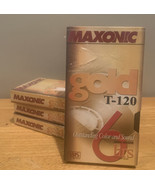 4 Maxonic Gold High Grade T-120 VHS Blank Video Tapes Lot EP 6 Hr Brand New - $12.86
