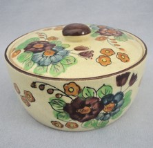 S.T Japan Vintage Ceramic Floral Round Lidded Trinket Box Vanity Body Powder Box - £18.73 GBP
