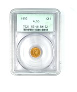 1853 G$1 Gold Dollar Coin Graded by PCGS as AU55 Old Holder! - $9,408.20 MXN