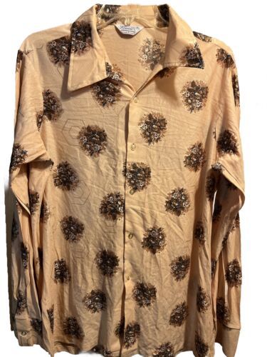 Primary image for Maximo California Design Vintage Men's XL 17-17.5 Champagne Floral Button Shirt