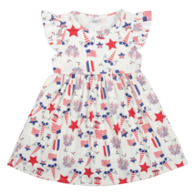 NWT Boutique Unicorn Patriotic 4th of July Americana White Girls Ruffle Dress 2T - £10.35 GBP