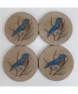 Set of 4 Sandstone Coasters  With Eastern Bluebird Designs &amp; Cork Bottoms - $23.07 CAD