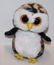 Ty Beanie Babies Boos Plush Owliver Owl 6" Gold Glitter Eyes Beanbag Stu... - $10.40
