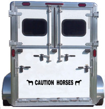 Caution Horses Reflective Decal Sticker American Quarter Horse Truck Trailer B - £25.90 GBP