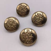 Vintage Buttons Military Themed Brass Tone Embossed Crest Lot Of 4 Sewin... - $9.89