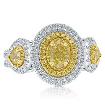 GIA Certified 1.76 CT Oval Fancy Intense Yellow Diamond Engagement Ring ... - $107,405.30 MXN